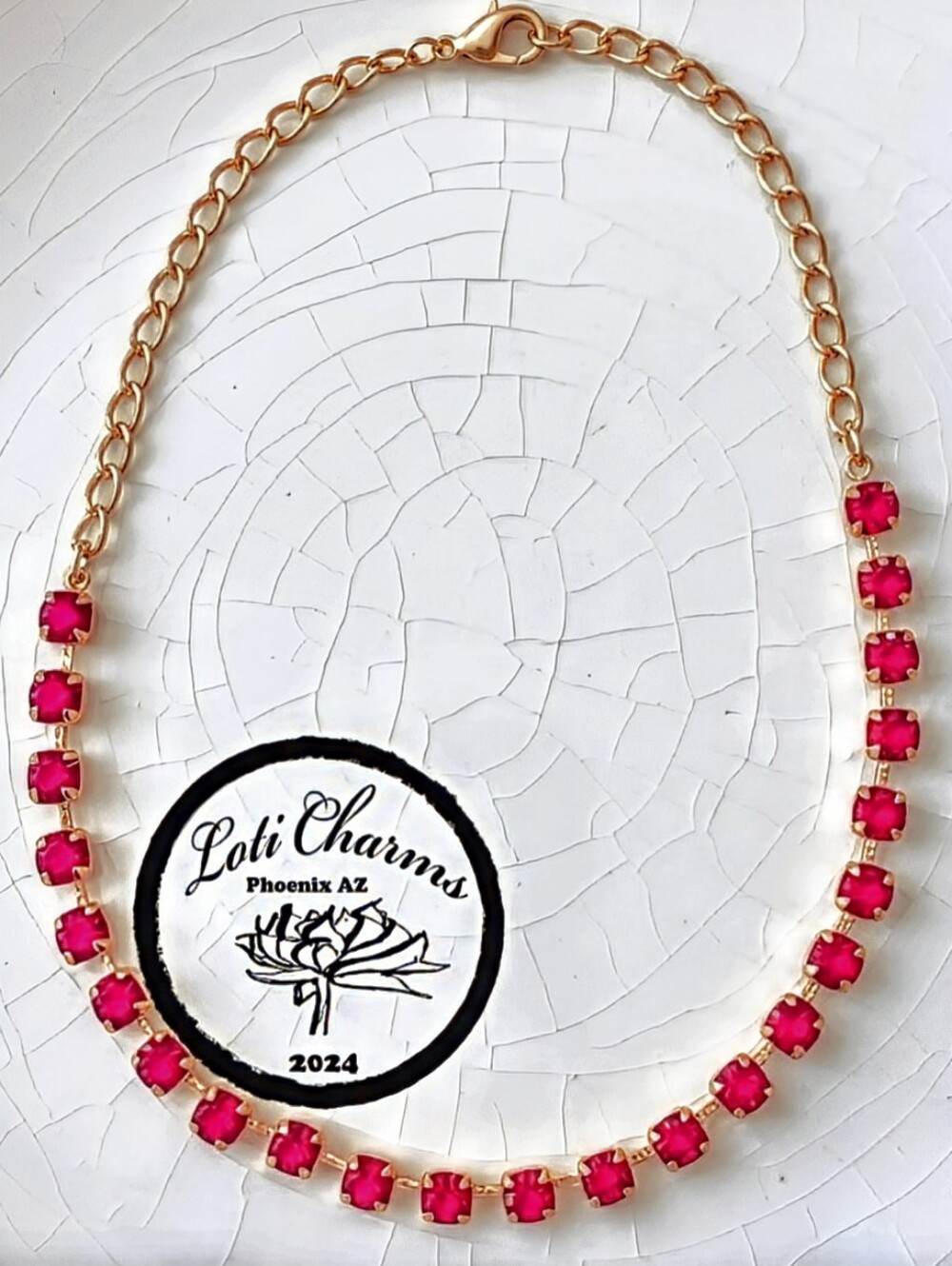 21 Carat Simulated Pink Sapphire In 18k Gold Plated Necklace